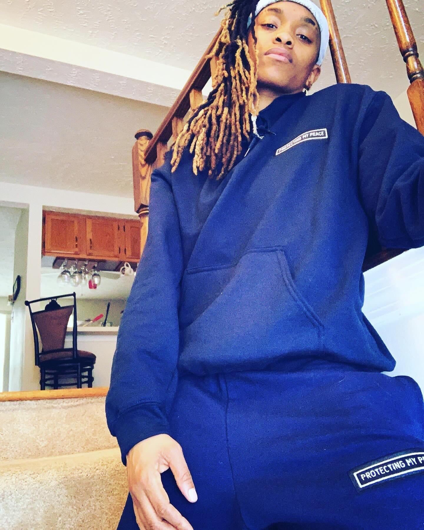 Protecting My Peace Stitched (Navy) Sweatsuit